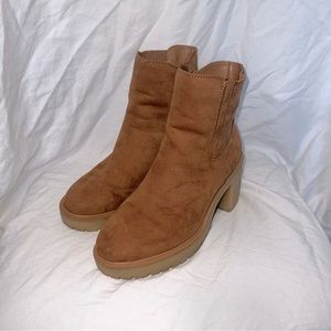 Heel Faux Suede Tan Boots
